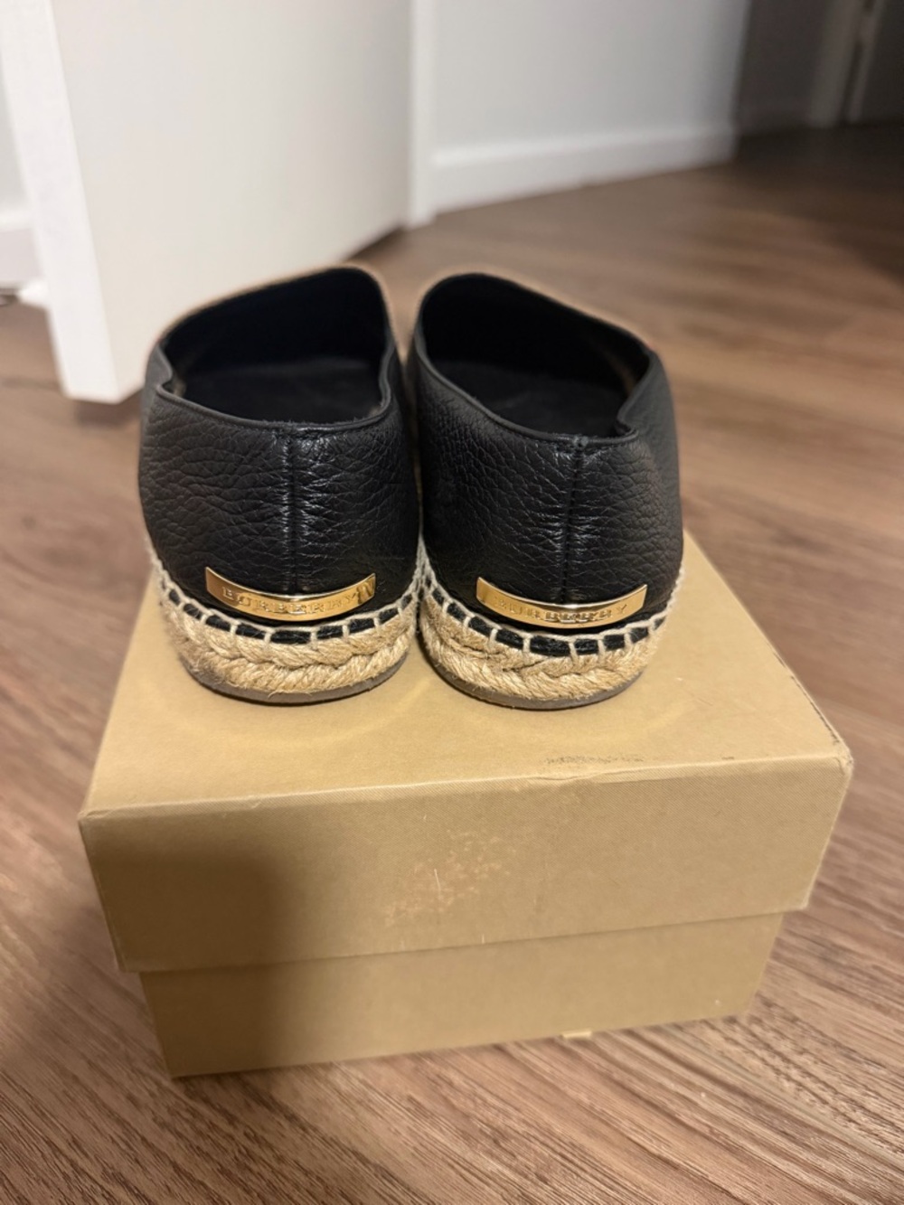Burberry Tan, Black & Cream Canvas Espadrille Flats - Picture 4 of 6